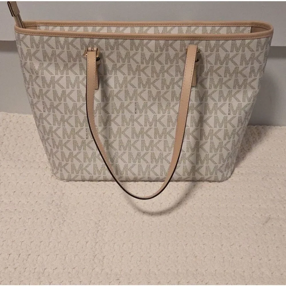 Michael Kors Beige and Cream Large Tote Bag